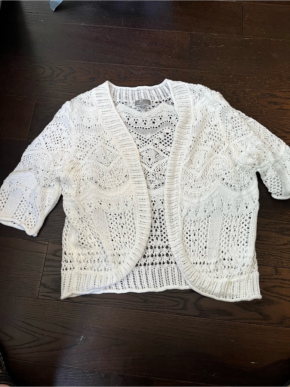 Open-Knit White Crochet Cardigan Sweater